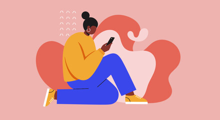 Stylish woman focused on her smartphone, illustrating digital connectivity, communication, and online engagement in a modern lifestyle.