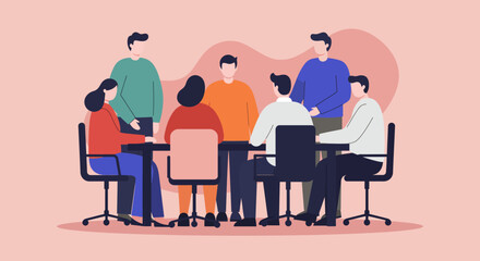 Diverse team engaged in a collaborative business meeting, discussing ideas and strategies. Represents teamwork, communication, and corporate productivity for business concepts.