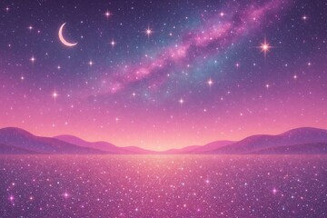 Dreamy cosmic landscape with stars.