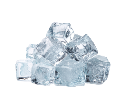 Pile of clear ice cubes