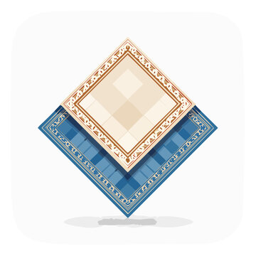 Stacked decorative fabric squares with ornamental border design vector icon