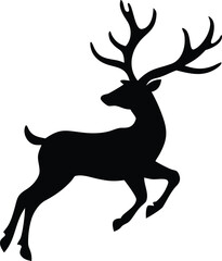 Majestic stag with antlers in mid leap silhouette