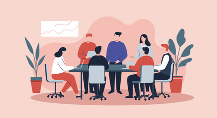 Team collaboration in a modern office meeting. Professionals discussing business strategy, working together on projects, and sharing ideas. Ideal for corporate, teamwork, and innovation concepts.