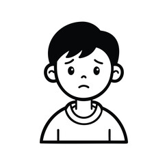 Hopeless Boy Icon – Outline Vector Illustration on White Background.
