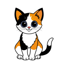 a cute and adorable cartoon style calico kitten