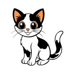a cute and adorable cartoon style calico kitten