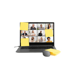 Online Meeting, Video Conference, Remote Team Collaboration with Sticky Notes
