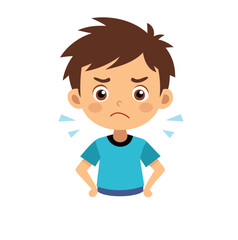 Frustrated Boy Vector Illustration – Emotional Expression on White Background.