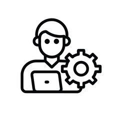 Black and White Line Icon Depicting Male Character – Minimal Vector.