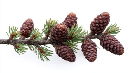 Fototapeta premium fir tree branch and cones isolated on white background no logos no brands ar 169