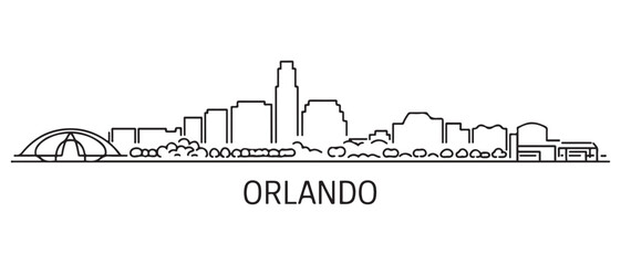 Naklejka premium Orlando Line Art skyline silhouette. Landscape Orlando, Florida. Vector illustration. with white background