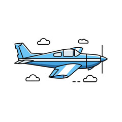 Blue airplane soaring through the clouds, perfect for travel, aviation, and adventure themes