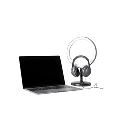 Laptop, Headphones, and Ring Light for Streaming and Online Work