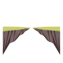 Cartoon Cliffs Landscape Illustration with Jagged Rock Texture and Green Grassy Tops Cartoon Background