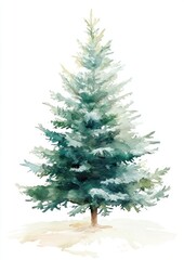 Fototapeta premium Watercolor evergreen tree illustration