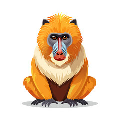 Colorful mandrill illustration primate cartoon style striking facial features isolated