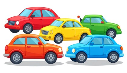 Fototapeta premium Colorful cartoon cars