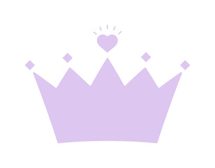 シンプルでかわいいハートが付いた紫色の王冠のアイコン - プリンセスやNo.1･人気のイラスト素材