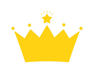 星が光っているシンプルでおしゃれな黄色の王冠のアイコン - 人気･No.1や優勝のイラスト素材