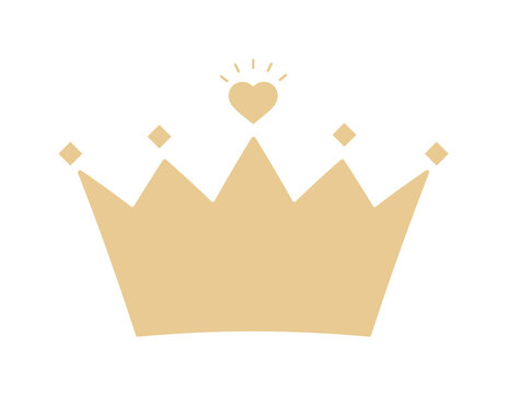 シンプルでかわいいハートが付いた金色の王冠のアイコン - プリンセスやNo.1･人気のイラスト素材
