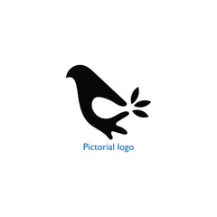 Abstract black silhouette of a bird formed by a hand with leaves emerging from its tail
