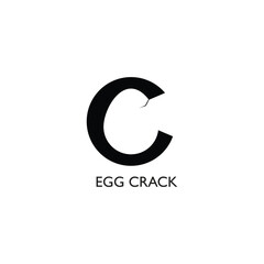 Minimalist black letter c with the words egg crack below it on a white background