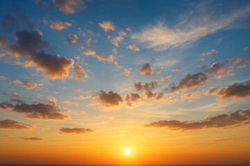 Beautiful Sunset Sky with Clouds and Warm Colors
