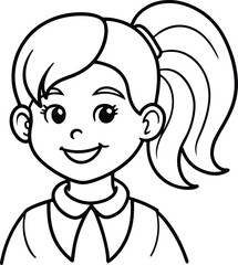 Smiling girl coloring page