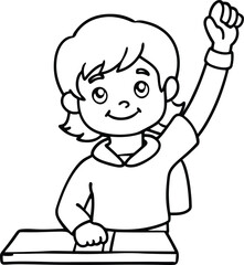 student raising hand coloring page