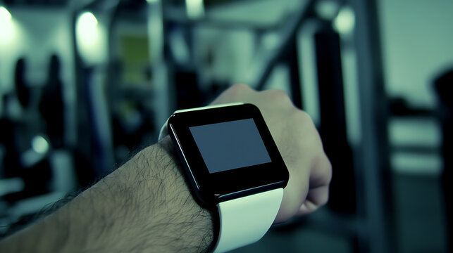 Person Wearing a Smartwatch in a Gym Environment