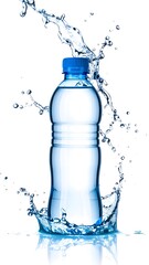 Water bottle in splash