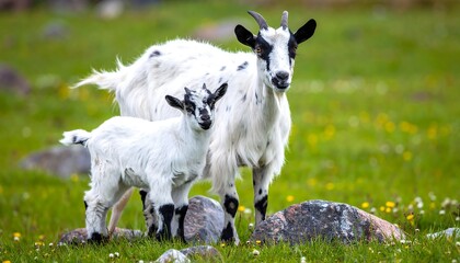 Two goats in a grassy meadow