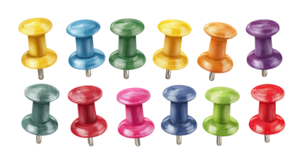 Colorful pushpins arranged in rows