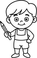 Student holding pencil coloring page for kids