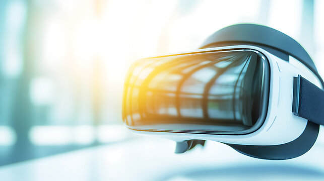 Close-up of a Virtual Reality Headset with Sunlight Reflection - Powered by Adobe
