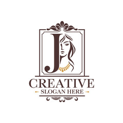 Creative Beauty Fashion Logo Vector – Elegant Woman Face Silhouette with Jewelry for Salon, Cosmetics, and Branding

