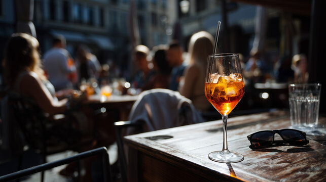 A spritz on a table in an Italian bar