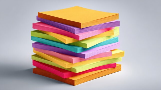 colorful sticky note stack for remote work organization and productivity planning