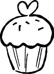 Hand Drawn Cupcake, Birthday Cake