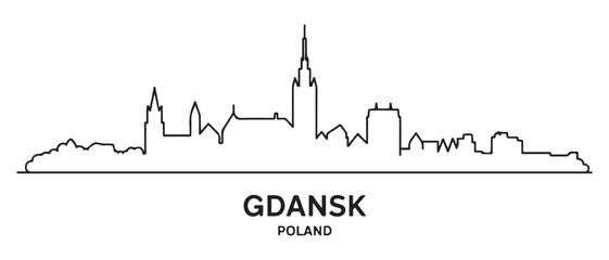 Gdansk line Art skyline silhouette. Landscape Gdansk, Poland. Vector illustration. with white background © Nargis
