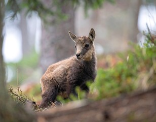 Fototapeta premium Young chamois in a forest