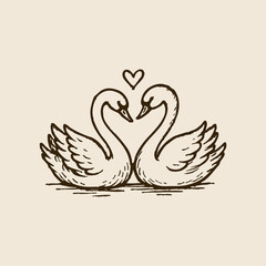 Hand Drawn Wedding Swans Illustration Collection © Jessica Ginny