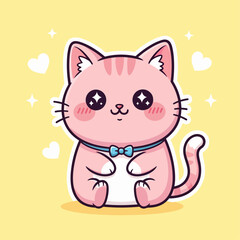 Cartoon illustration of a ginger tabby cat in a relaxed, stretching pose.