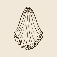 Hand Drawn Bride's veil Wedding Illustration Collection