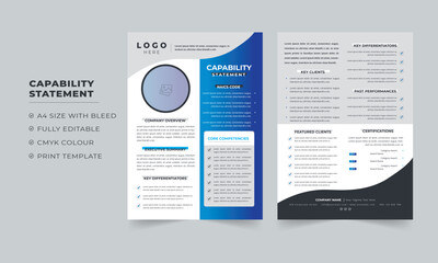 capability statement Template Design for your company or capability statement with Colorful layout