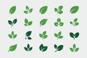 botanical leaf icon pack vector ai eps png jpeg minimal nature eco friendly design elements for logos apps labels environmental and green themes