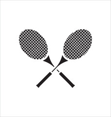 Two Crossed Tennis Racquets Silhouette Sporting Equipment Graphic Design Element Illustration Isolated on White Background Perfect for Sport Themed Projects