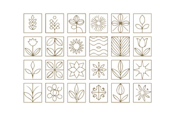 vector line drawings of flowers and plants minimalist botanical icons set for modern design projects