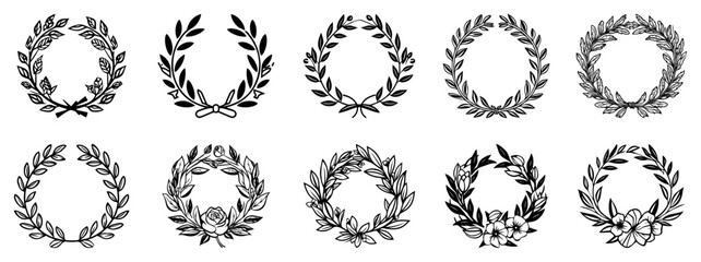 Laurel and floral wreath frames vector collection