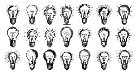 Hand drawn light bulb sketch collection for idea concept © Aisha Kudorova